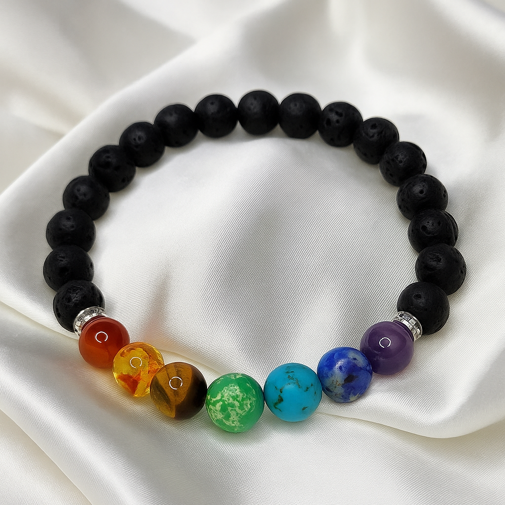 THE SUPER 7 CHAKRA CRYSTAL WITH LAVA STONE